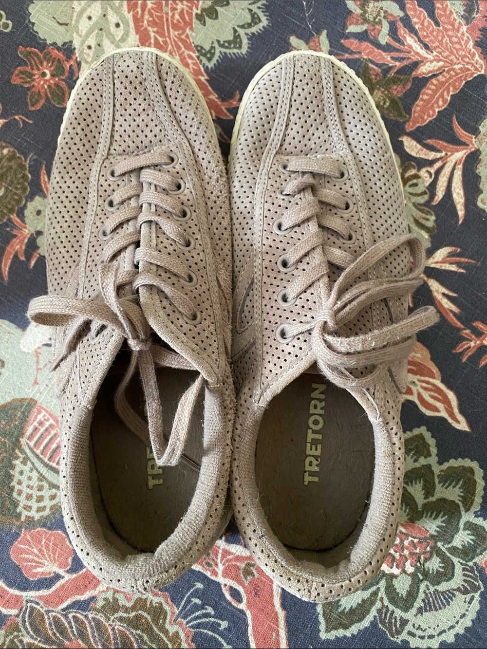 Tretorn Women's Perforated Suede Sneakers - Taupe Beige